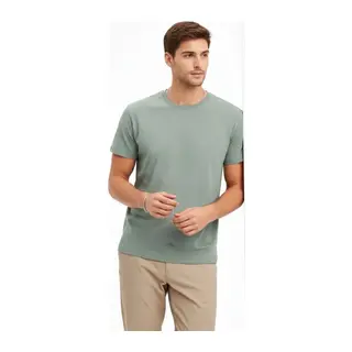 Erkek Bisiklet Yaka Tişört Regular Kalıp Basic Pamuklu Günlük Kullanım T-shirt - Mint Yeşili