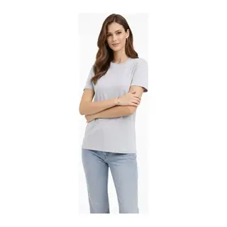 Bisiklet Yaka Tişört Regular Kalıp Basic Pamuklu Günlük Kullanım T-shirt - Gri