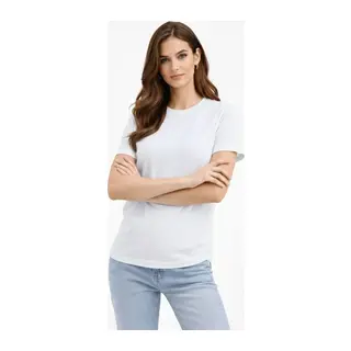 Bisiklet Yaka Tişört Regular Kalıp Basic Pamuklu Günlük Kullanım T-shirt - Beyaz