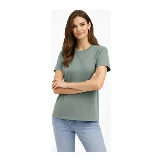 Bisiklet Yaka Tişört Regular Kalıp Basic Pamuklu Günlük Kullanım T-shirt - Mint Yeşili