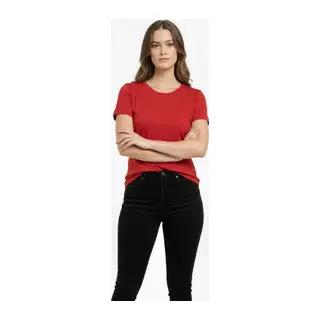 T-Shirt Bisiklet Yaka Slim Fit Likralı Tişört Günlük Basic Body - Kırmızı