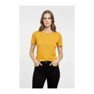 T-Shirt Bisiklet Yaka Slim Fit Likralı Tişört Günlük Basic Body - Sarı