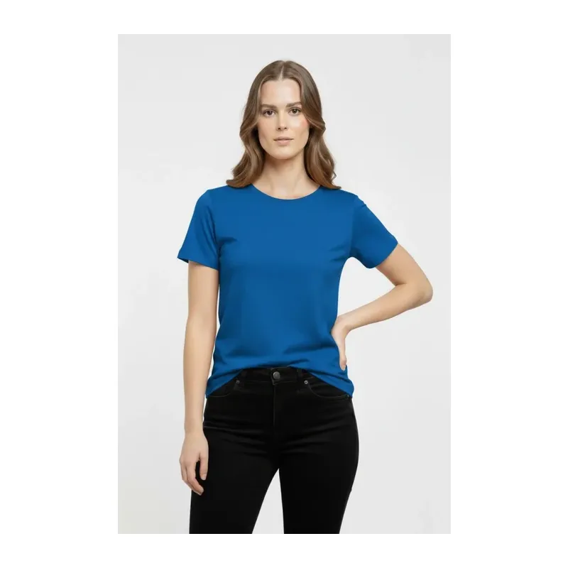 T-Shirt Bisiklet Yaka Slim Fit Likralı Tişört Günlük Basic Body - İndigo