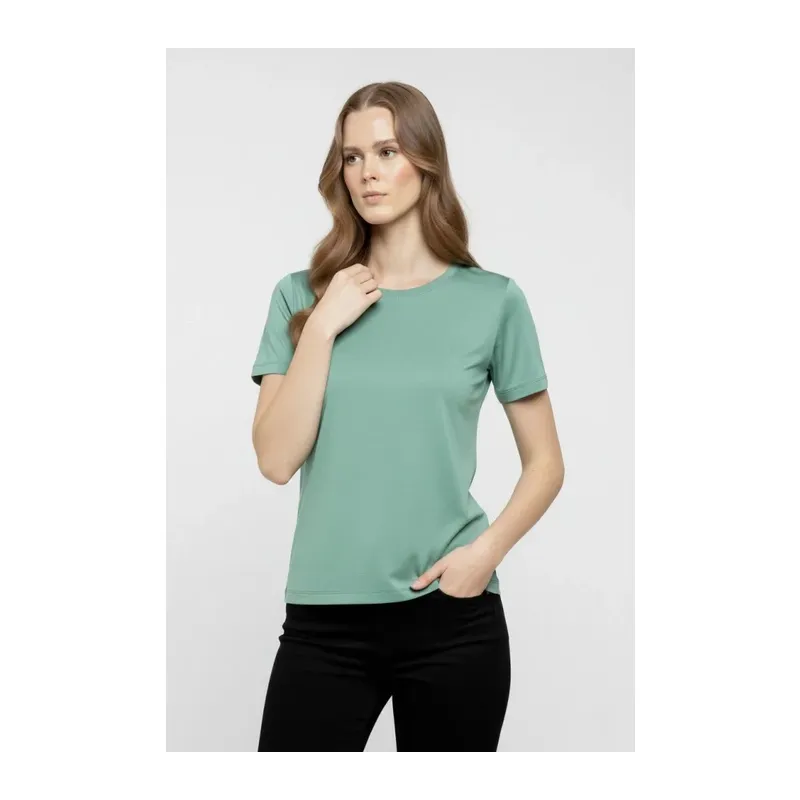 T-Shirt Bisiklet Yaka Slim Fit Likralı Tişört Günlük Basic Body - Mint Yeşili