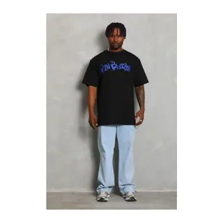 Erkek Baskılı T-Shirt Kısa Kol Bisiklet Yaka Regular Fit Rahat Kalıp Günlük Tişört - Siyah