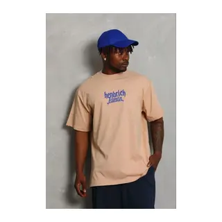 Erkek Baskılı T-Shirt Kısa Kol Bisiklet Yaka Regular Fit Rahat Kalıp Günlük Tişört - Bej