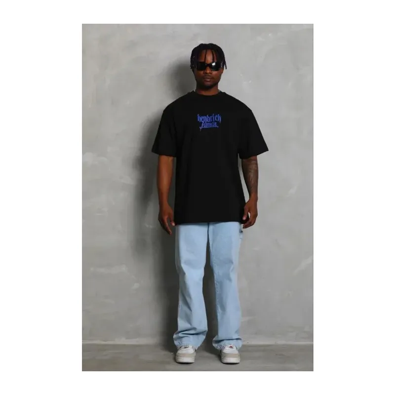 Erkek Baskılı T-Shirt Kısa Kol Bisiklet Yaka Regular Fit Rahat Kalıp Günlük Tişört - Siyah