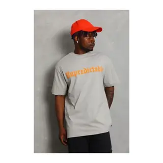 Erkek Baskılı T-Shirt Kısa Kol Bisiklet Yaka Regular Fit Rahat Kalıp Günlük Tişört - Gri