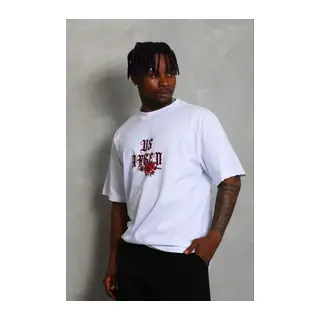Erkek Baskılı T-Shirt Kısa Kol Bisiklet Yaka Regular Fit Rahat Kalıp Günlük Tişört - Beyaz