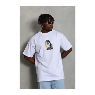 Erkek Baskılı T-Shirt Kısa Kol Bisiklet Yaka Regular Fit Rahat Kalıp Günlük Tişört - Beyaz