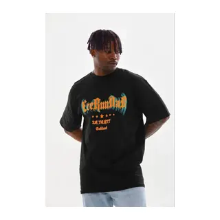 Erkek Baskılı T-Shirt Kısa Kol Bisiklet Yaka Regular Fit Rahat Kalıp Günlük Tişört - Siyah