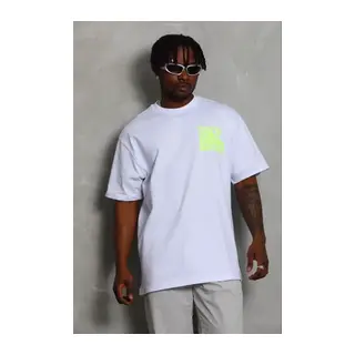 Erkek Baskılı T-Shirt Kısa Kol Bisiklet Yaka Regular Fit Rahat Kalıp Günlük Tişört - Beyaz