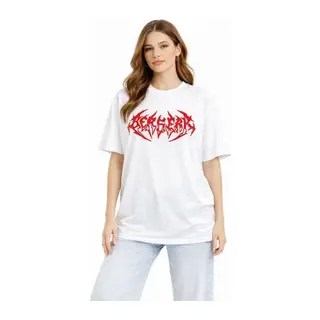 Baskılı T-Shirt Yazlık Kısa Kol Bisiklet Yaka Rahat Kalıp Tişört - Beyaz