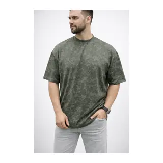 Erkek Premium Tişört OSY Yumuşak Dokulu Yıkamalı Oversize T-Shirt - Haki