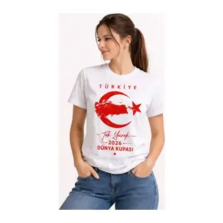 TÜRKİYE Ay Yıldız 2026 Dünya Kupasi Taraftar Forma T-Shirt - Beyaz