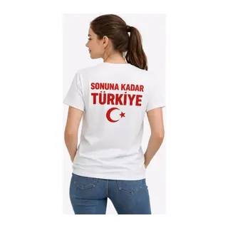 TÜRKİYE Ay Yıldız Baskılı Taraftar Forma T-Shirt - Beyaz