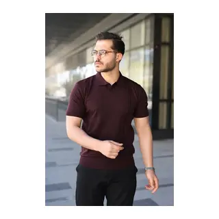 Erkek Çizgi Detaylı Yakalı Triko Tişört