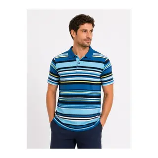 Erkek Çizgili Polo Yaka Tişört Kısa Kol Yazlık T-Shirt Regular Fit - Mavi