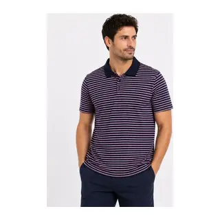 Erkek Pike Kumaş Gül Kurusu Çizgili Polo Yaka Tişört Kısa Kol T-Shirt - Siyah