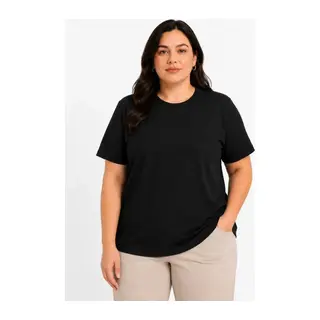 Battal Big Size Basic Tişört Bisiklet Yaka Rahat Kalıp T-Shirt - Siyah