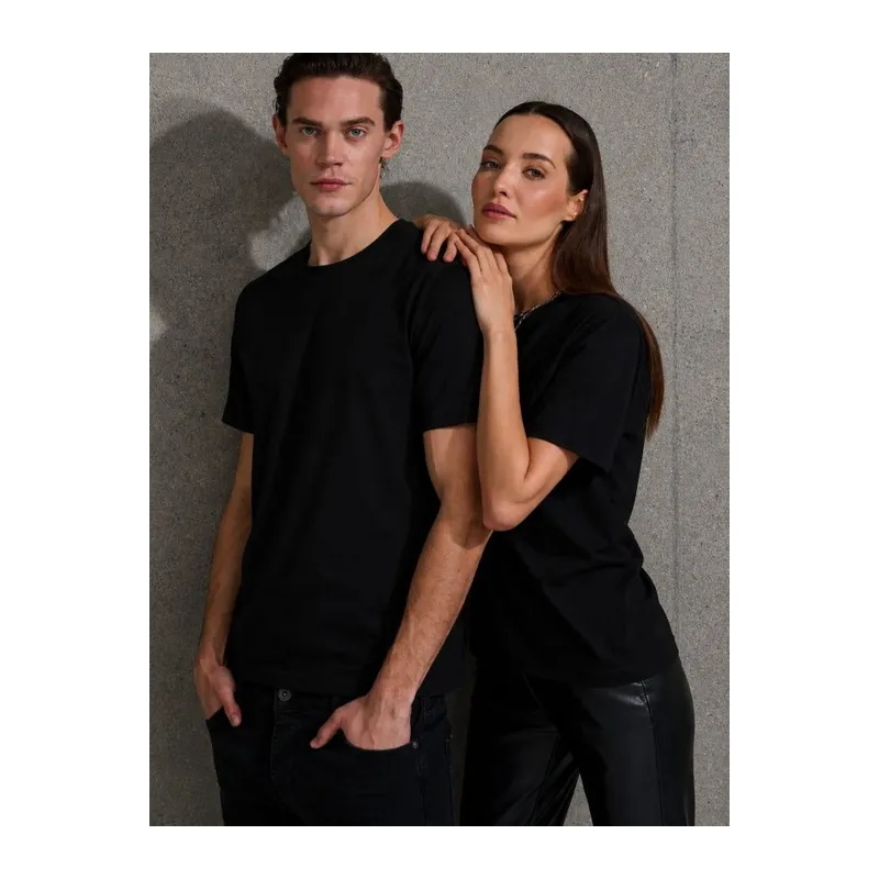 Unisex Kısa Kollu Bisiklet Yaka Basic Viskon Bluz