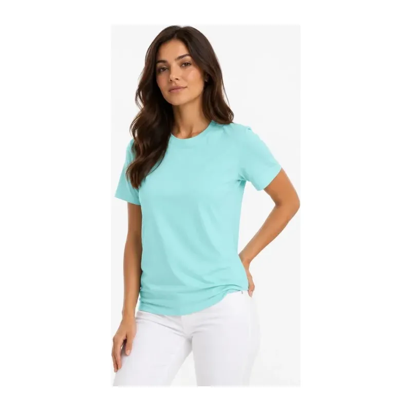 T-Shirt Bisiklet Yaka Slim Fit Likralı Tişört Günlük Basic Body - Turkuaz