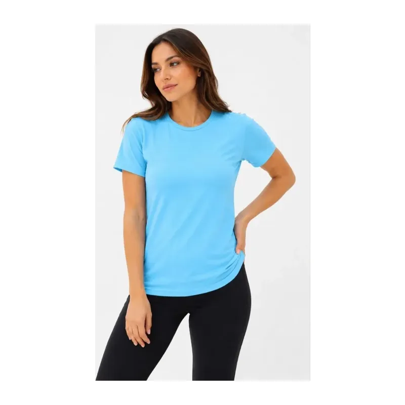 Basic Tişört Bisiklet Yaka Kısa Kol Günlük Yazlık Slim Fit T-Shirt - Turkuaz