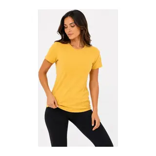 Basic Tişört Bisiklet Yaka Kısa Kol Günlük Yazlık Slim Fit T-Shirt - Sarı