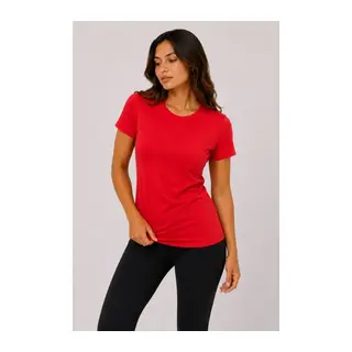 Basic Tişört Bisiklet Yaka Kısa Kol Günlük Yazlık Slim Fit T-Shirt - Kırmızı