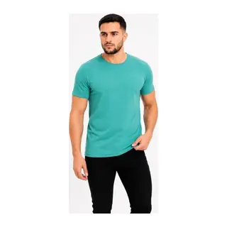 Erkek Basic Tişört Bisiklet Yaka Kısa Kol Günlük Yazlık Slim Fit T-Shirt - Su Yeşili