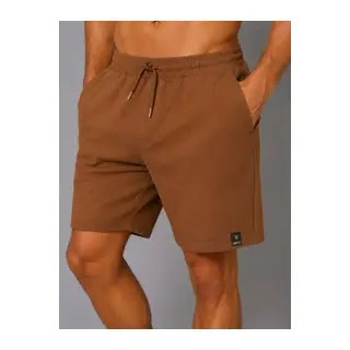 Erkek Dokuma Kumaş Cepli Bağcıklı Regular Fit Yazlık Şort - Kahverengi