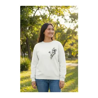 Sevgililer Günü Özel Bisiklet Yaka Baskılı Oversize Sweatshirt - Beyaz