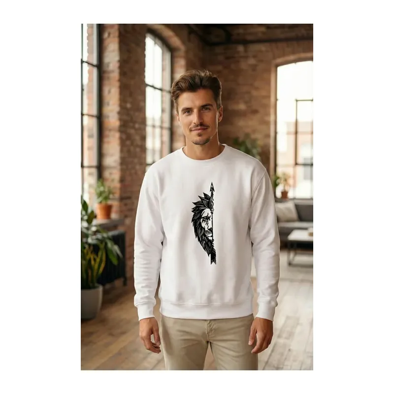 Oversize Bisiklet Yaka Sevgililer Günü Baskılı Sweatshirt - Beyaz