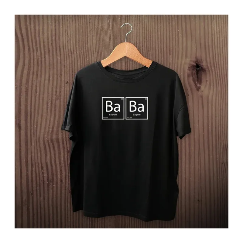 Babalar Günü Hediye Baba Temalı Baskılı Oversize Bisiklet Yaka T-shirt - Siyah