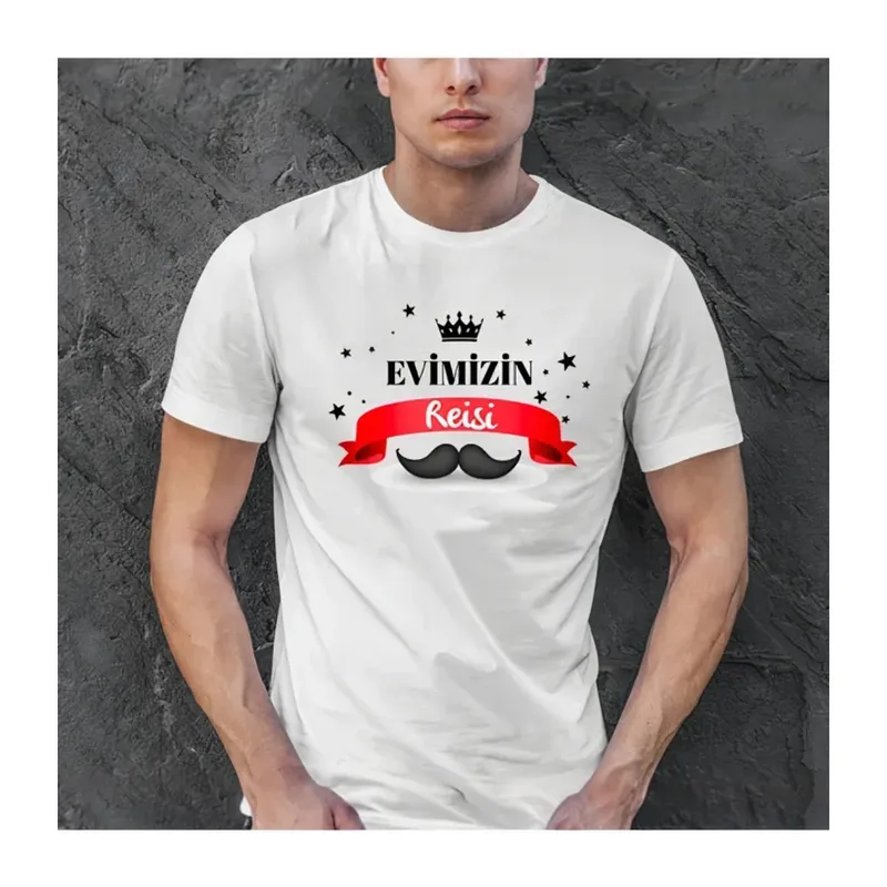Babalar Günü Hediye Baba Temalı Baskılı Oversize Bisiklet Yaka T-shirt - Beyaz