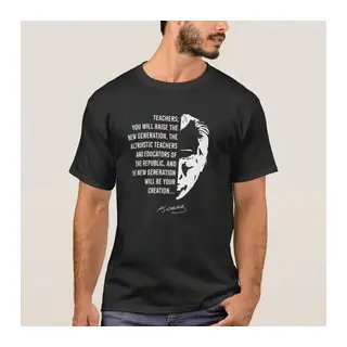 24 Kasım Öğretmenler Günü Temalı Baskılı Bisiklet Yaka T-shirt - Siyah