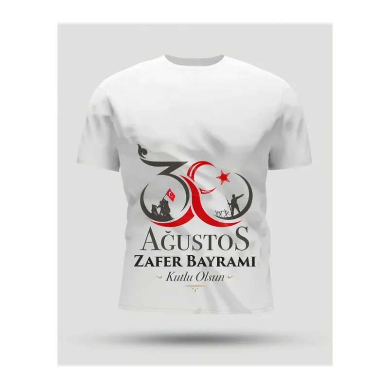 30 Ağustos Zafer Bayramı Baskılı Oversize Bisiklet Yaka T-shirt
