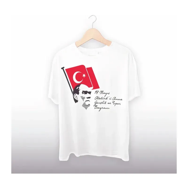 19 Mayıs Atatürkü Anma Gençlik Ve Spor Bayramı Baskılı Oversize T-shirt - Beyaz