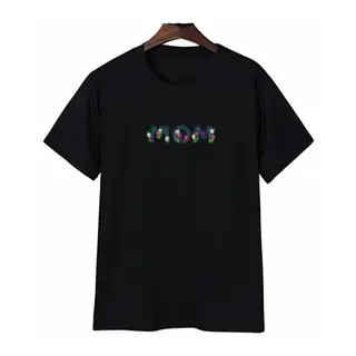 Anneler Günü Mom Çiçek Temalı Baskılı Oversize Bisiklet Yaka T-shirt - Siyah