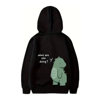 Sevgililer Günü Baskılı Oversize Kapüşonlu Sweatshirt Hoodie - Siyah