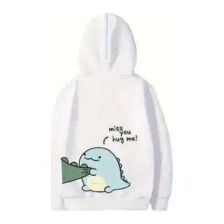 Sevgililer Günü Baskılı Oversize Kapüşonlu Sweatshirt Hoodie - Beyaz