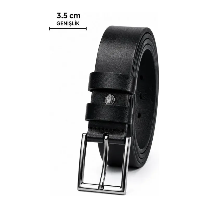 Erkek Hakiki Deri 3.5 Cm Klasik Kemer Metal Tokalı Günlük Ve Klasik Kullanım