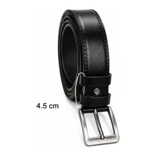 Erkek Hakiki Deri 4.5 Cm Klasik Ve Kot Pantolon Kemeri Metal Tokalı Siyah
