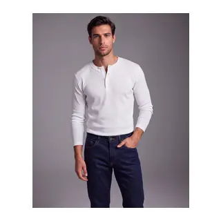 Erkek Düğme Detaylı Bisiklet Yaka Uzun Kollu Body