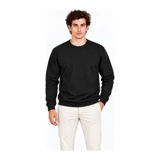 Erkek Bisiklet Yaka İçi Şardonlu 2 İplik Düz Uzun Kollu Regular Fit Sweatshirt - Siyah