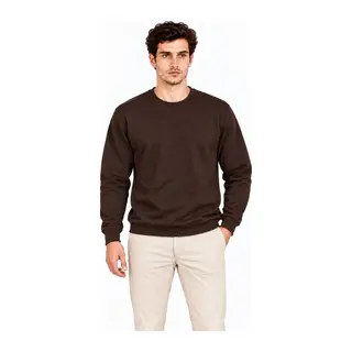 Erkek Bisiklet Yaka İçi Şardonlu 2 İplik Düz Uzun Kollu Regular Fit Sweatshirt - Kahverengi