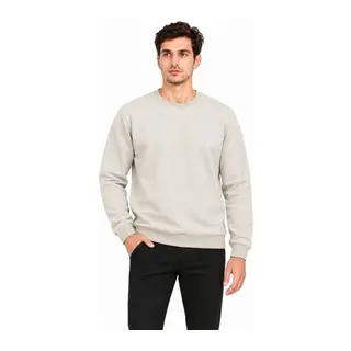 Erkek Bisiklet Yaka İçi Şardonlu 2 İplik Düz Uzun Kollu Regular Fit Sweatshirt - Gri