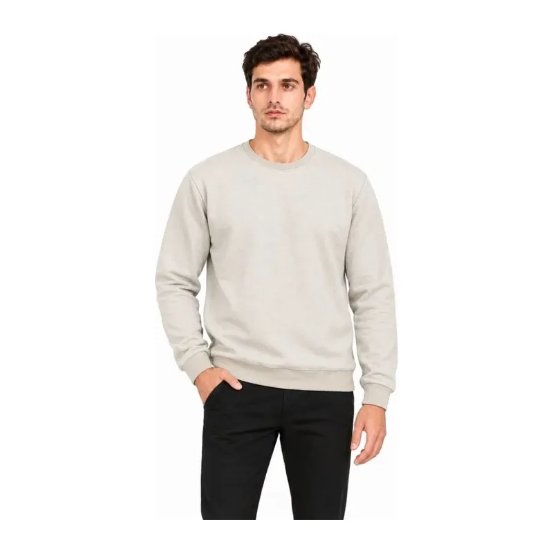 Erkek Bisiklet Yaka İçi Şardonlu 2 İplik Düz Uzun Kollu Regular Fit Sweatshirt - Gri