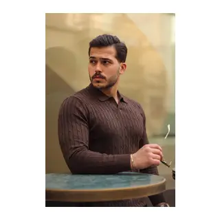 Erkek Saç örgü Desen Uzun Kollu Triko