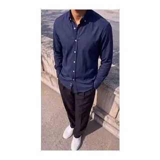 Erkek Standart Kesim Gabardin Kumaş Uzun Kollu Gömlek
